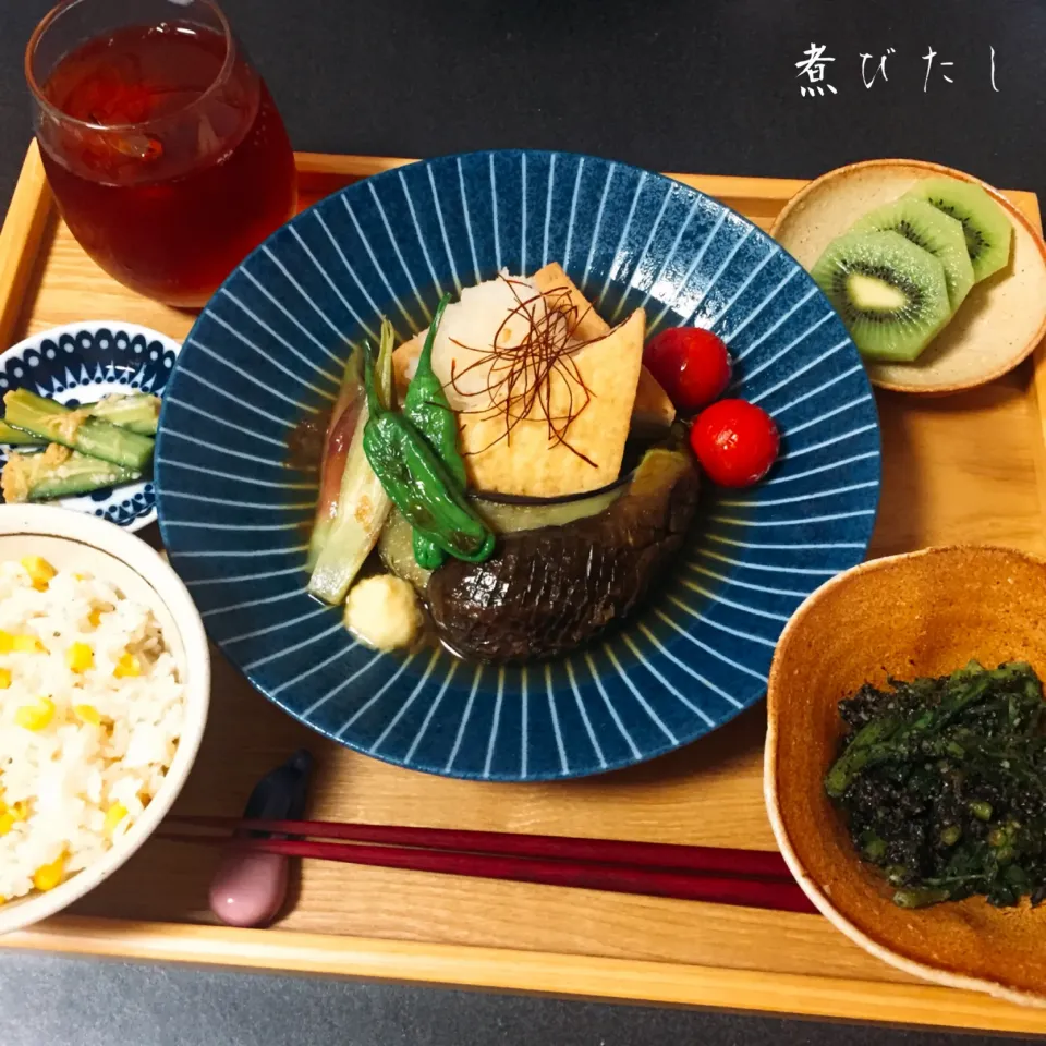 Snapdishの料理写真:生揚げ夏野菜の煮びたし|mi＊oriさん