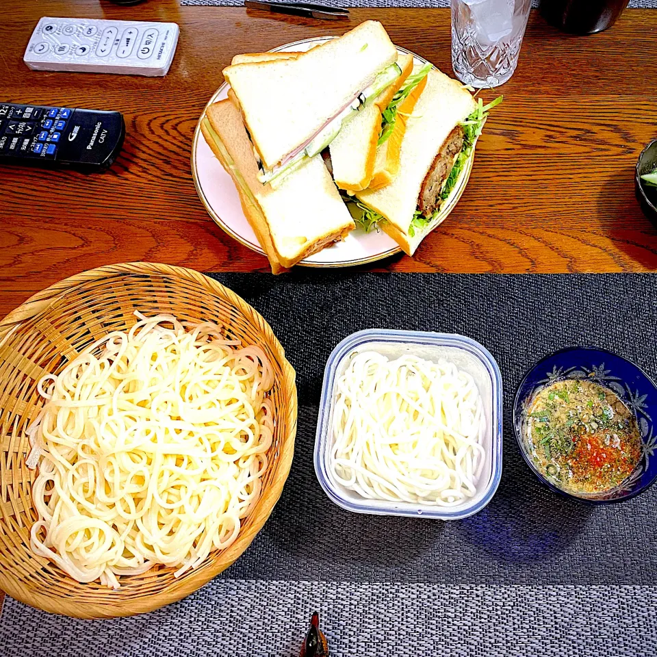 6月13日　昼ごはん　素麺、サンドイッチ|yakinasuさん