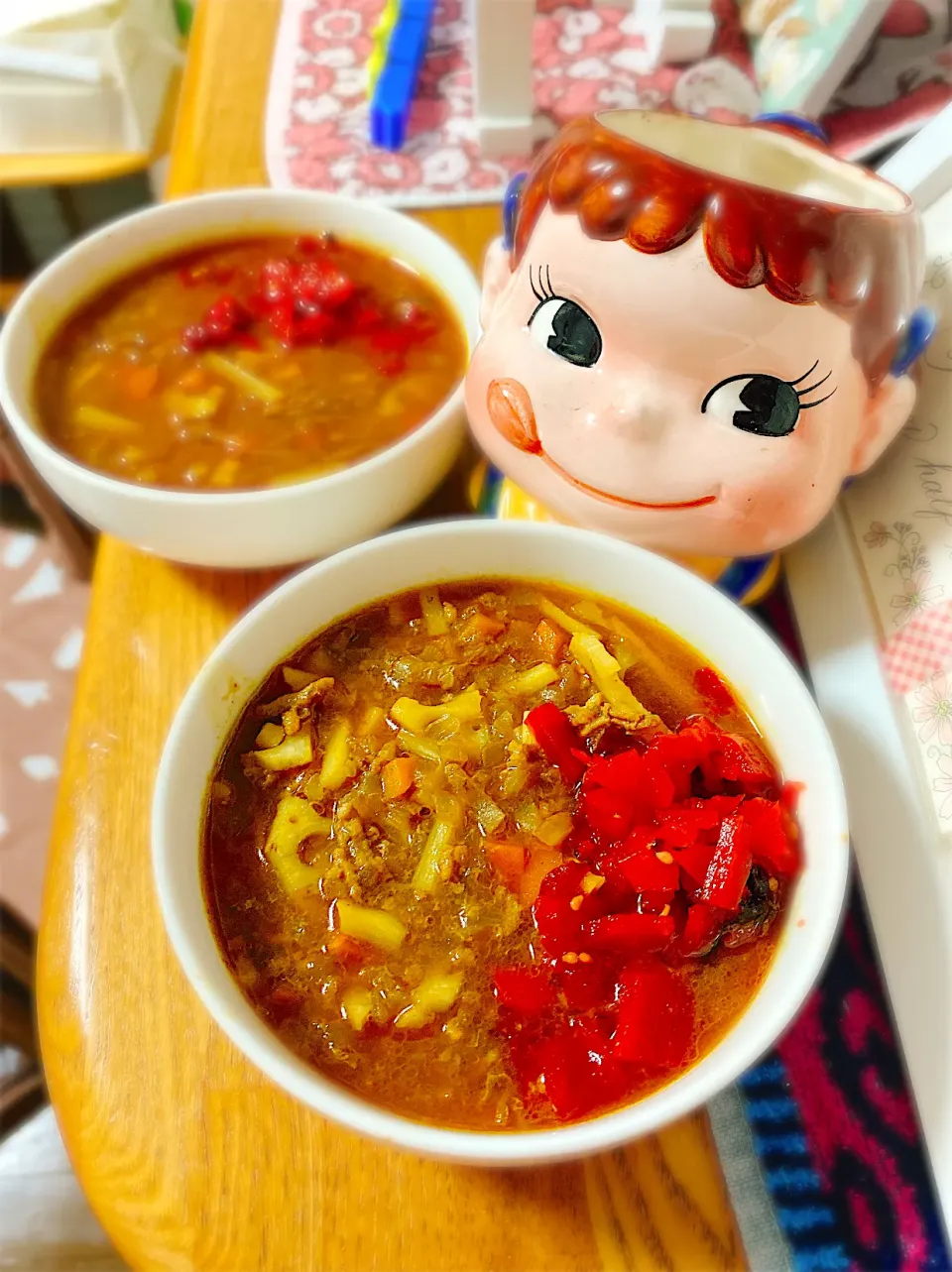 Snapdishの料理写真:からビーちゃまの隠し味ｉｎ♡合挽肉のれんこんたけのこキーマカレー。|ぽき。さん