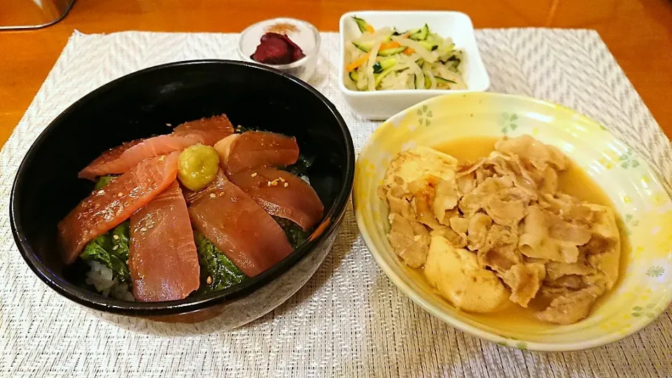 ☆まぐろ丼
☆肉豆腐
☆切り干し大根とキュウリの酢の物
☆しば漬|chikakoさん