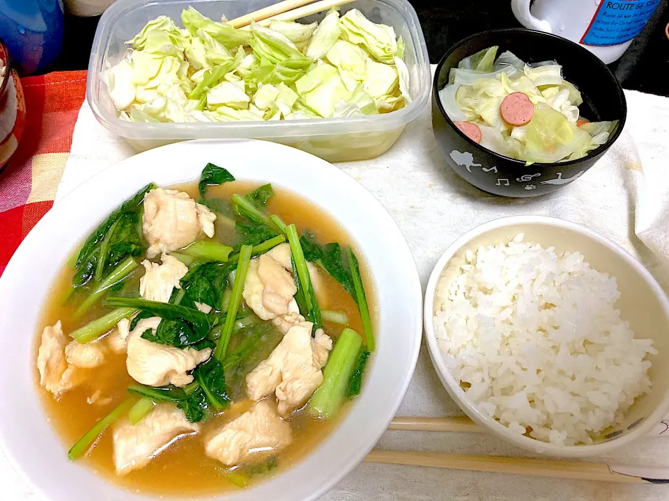 鶏胸肉と小松菜の煮物|納豆あぶらあげさん