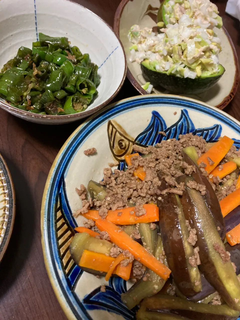 Snapdishの料理写真:6月15日晩ご飯。麻婆茄子、あまとう、アボカドツナ。|あやさん