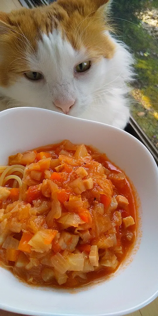 ミネストローネがけ パスタ🍝|さくらんぼさん