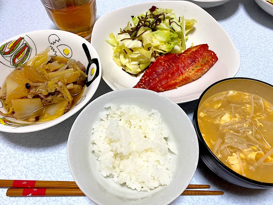 すき焼き風煮　赤身みりん干し　塩昆布きゃべつ|はらさん