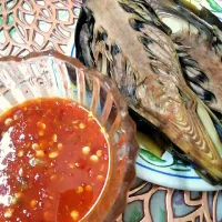 Snapdishの料理写真:Jantung Pisang Celur dan Sambal Belacan. (Celur Banana blossom with Sambal Belacan)|Roshiha Roslanさん