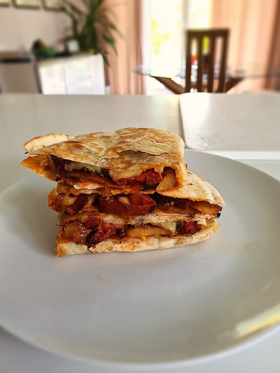 Snapdishの料理写真:Chorizo potatoes tyme onion cheese quesadilla|FatPhilさん