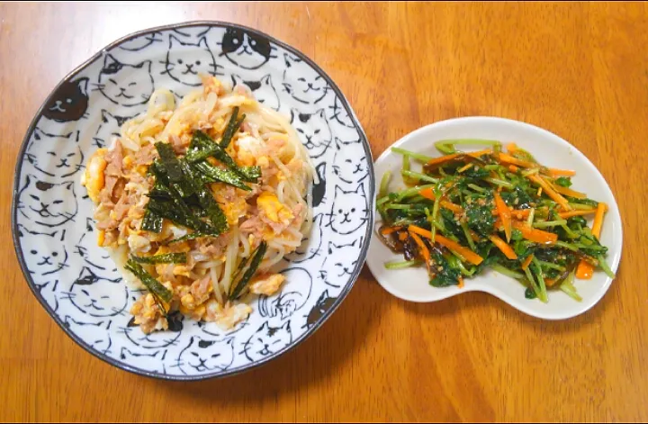 ６月１６日　ツナたまそうめん　豆苗と塩こんぶのサラダ|いもこ。さん