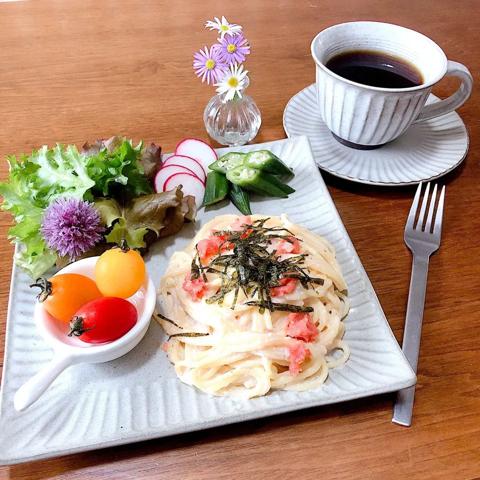 おうちカフェ「明太子クリームパスタ🍝」|Happy suzumeさん