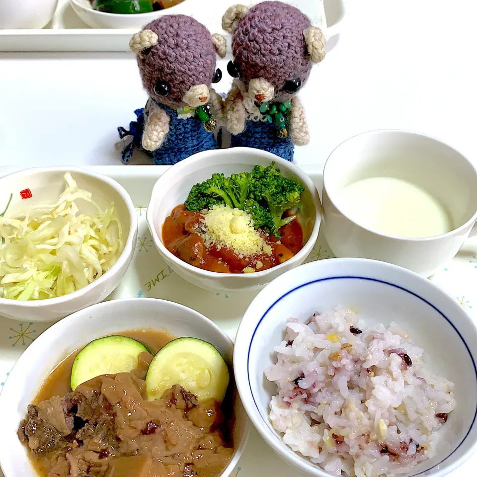 Snapdishの料理写真:16穀粥のお昼ご飯（╹◡╹）|chagashiさん