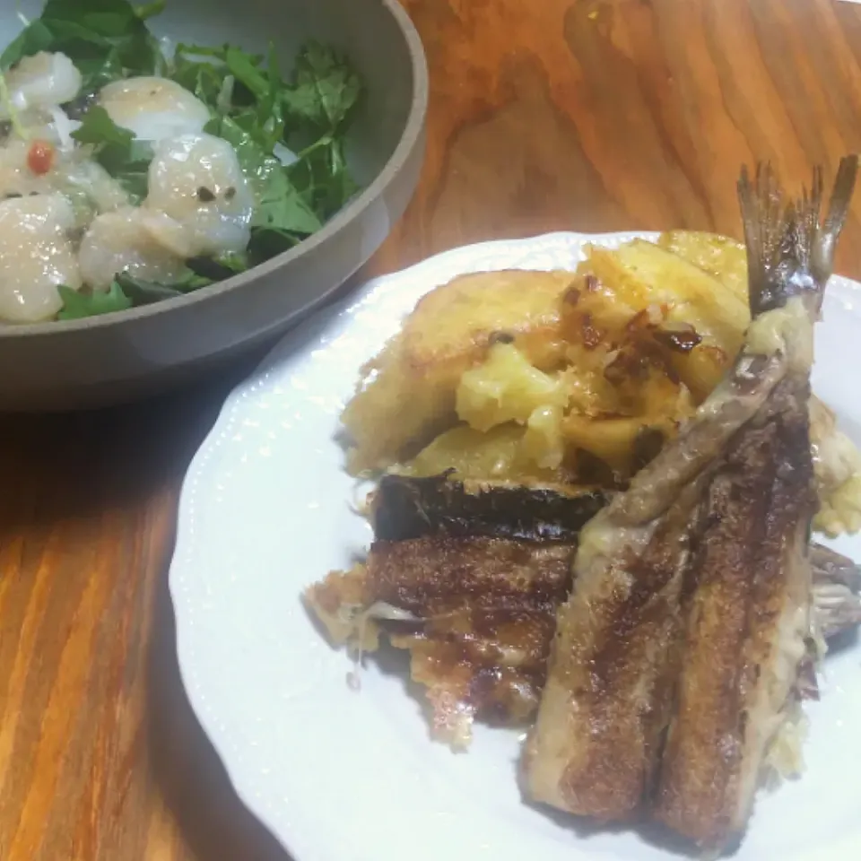 いわしと新じゃがのチーズ焼き&ホタテのカルパッチョ風|まりーむさん