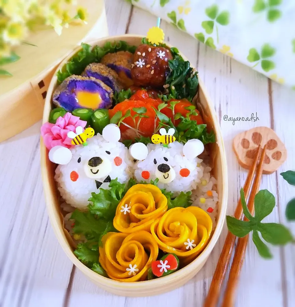 父の日シロクマ弁当💛黄色い薔薇のプレゼント💐|ayano.adshさん