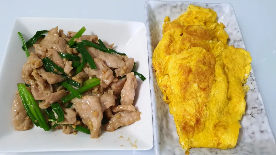 Snapdishの料理写真:Garlic spring onion lean pork with omelette rice 
🍀🥰🤪🤤😍😋|🌷lynnlicious🌷さん