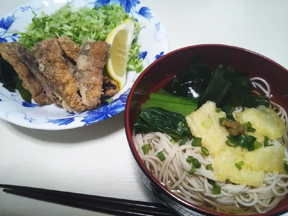 さんま立田揚げ。お蕎麦|kyoko fujiwaraさん