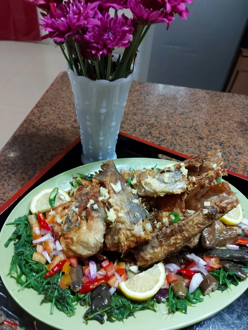 pacu salad and breaded baracuda fish|MarJさん