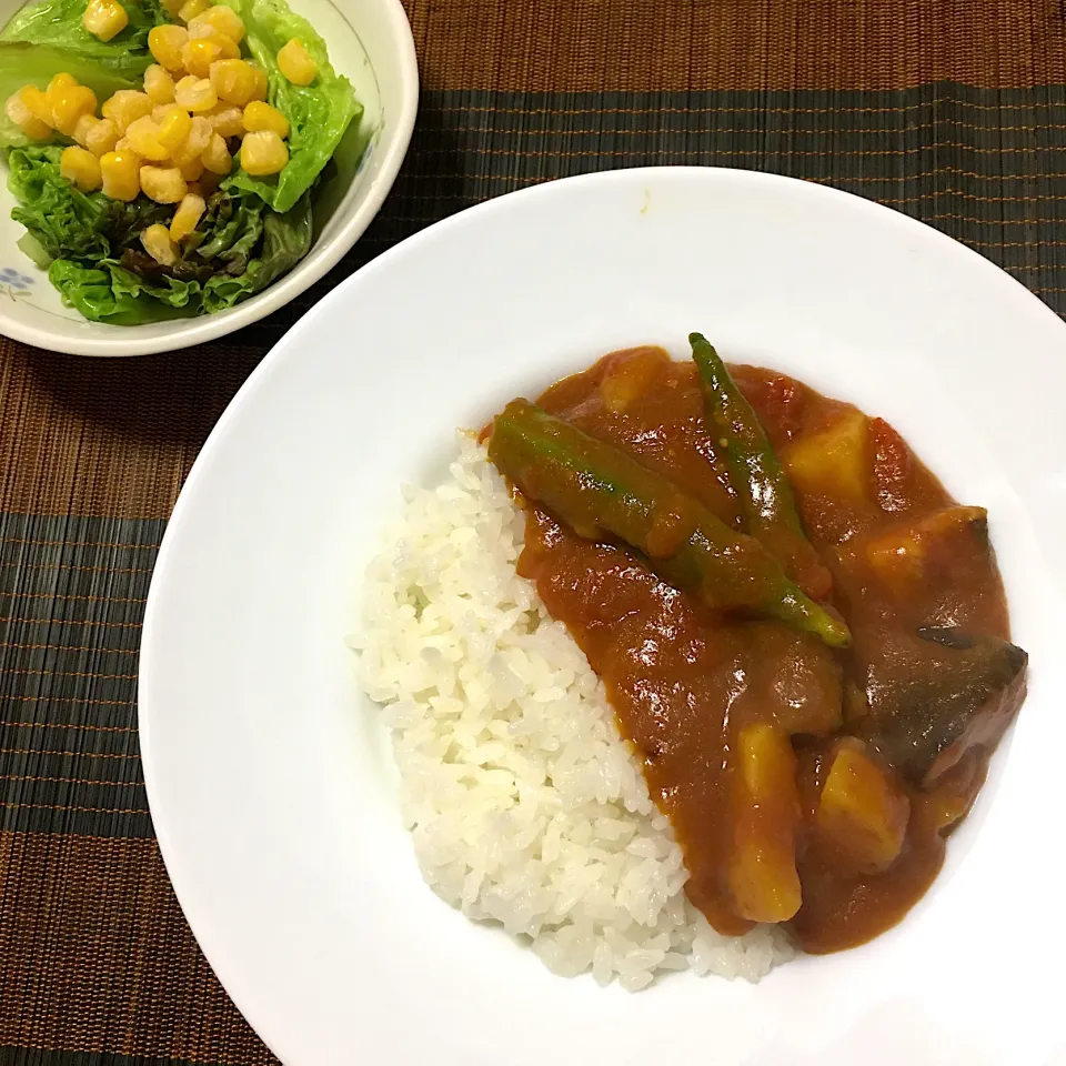 Snapdishの料理写真:2020/06/18 椎茸とオクラのトマトカレー|kykyさん