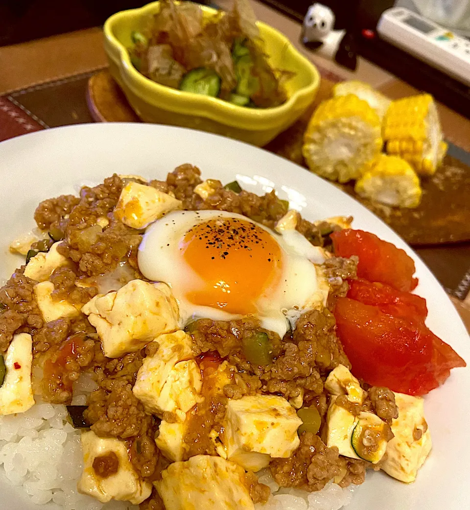 夏野菜入り麻婆豆腐|ぱんじーにゃさん