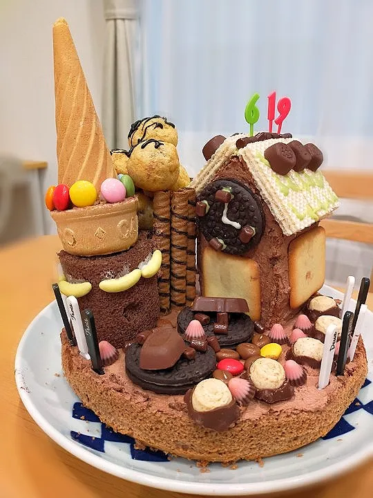 ゾロリのチョコレート城風バースデーケーキ|こねえちゃんさん