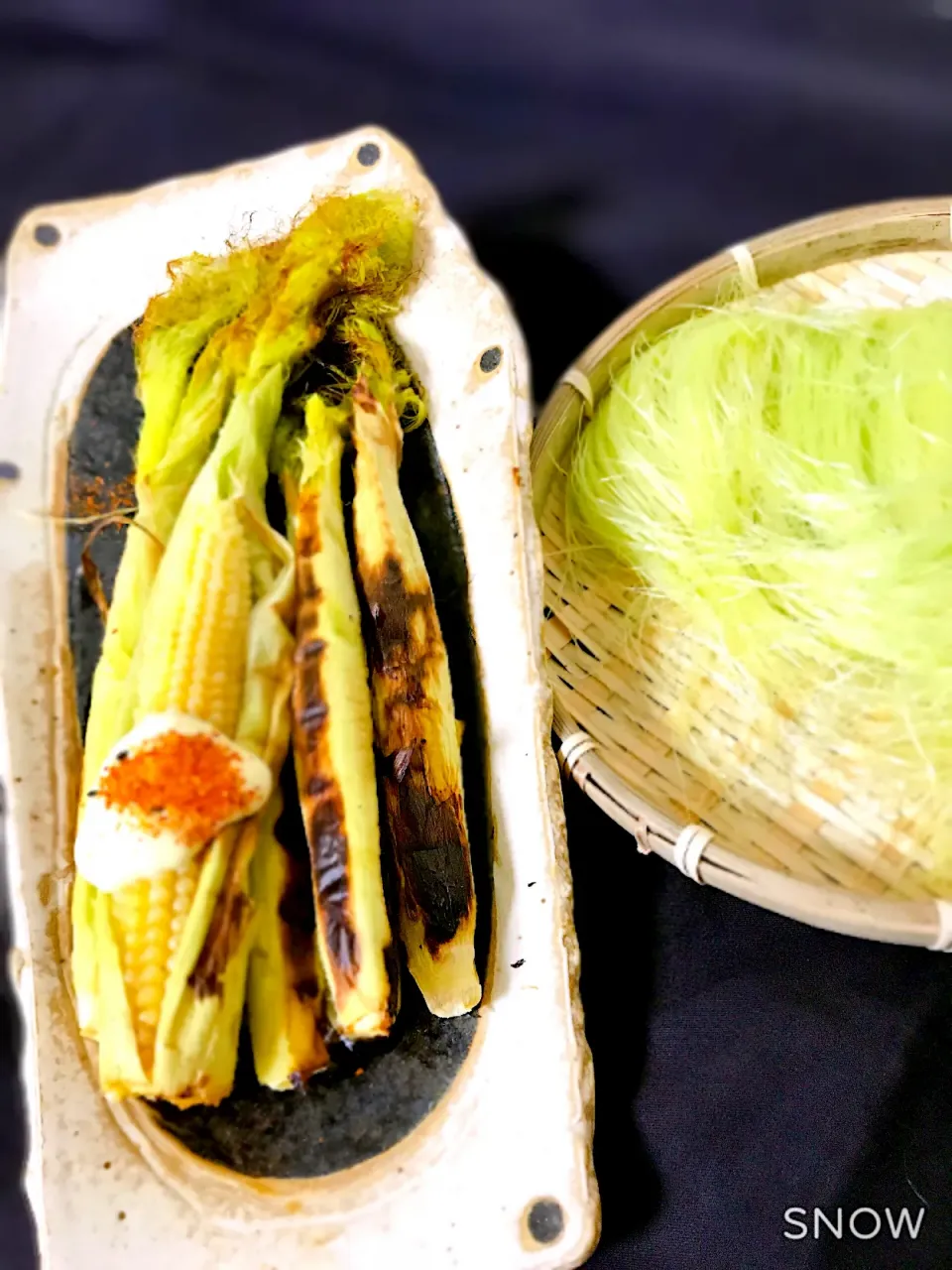 ヤングコーンの素焼き|オーロラさん