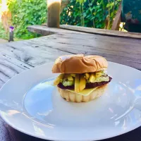 burger with fries