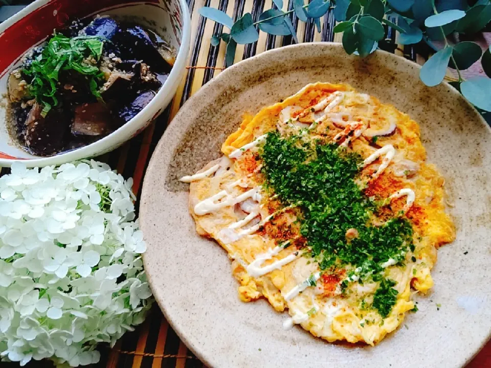 Snapdishの料理写真:智ちゃんの料理 レンチン茄子の香味だれID:393491 & 和風味のイカ焼きID388084|Naomi Furuyaさん