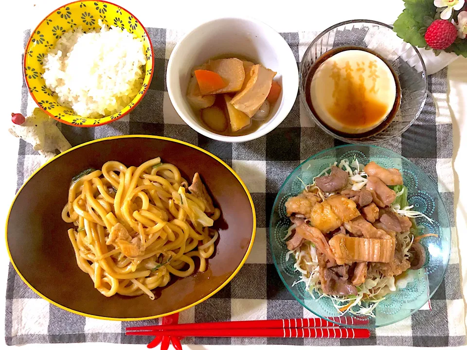 焼きうどん、父の日冷奴、鶏じゃが、ホルモン焼き|syamさん