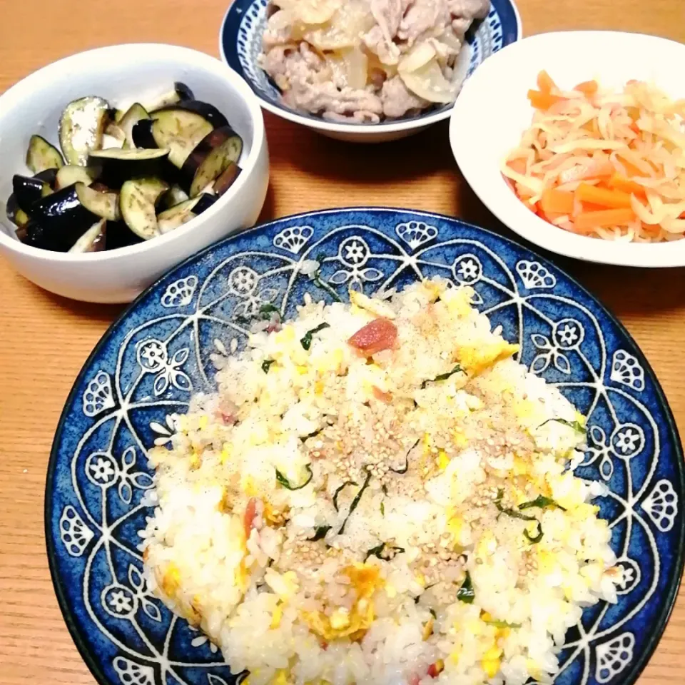 大葉と梅の炒飯定食|いちみさん