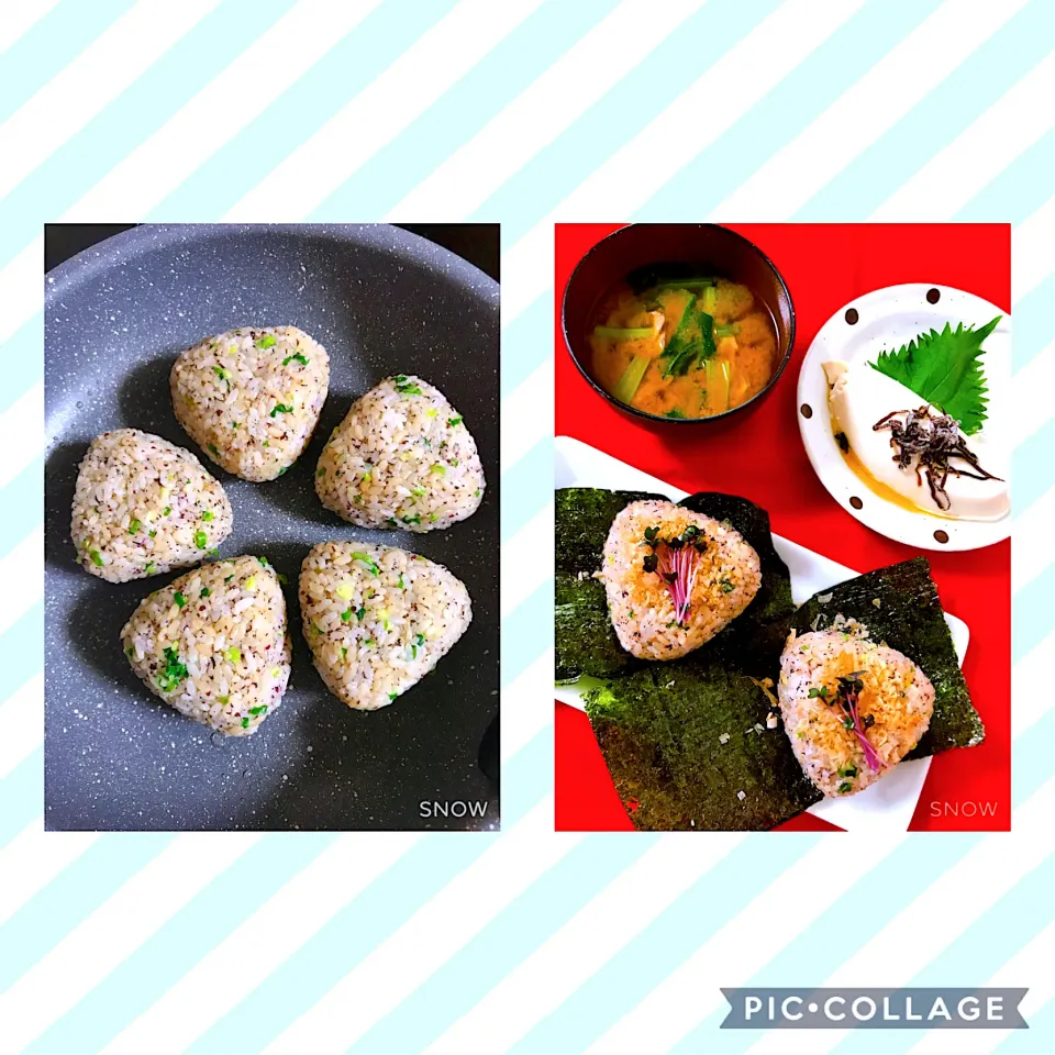 だし香るゆかりと青ネギの焼きおにぎり🍙|オーロラさん