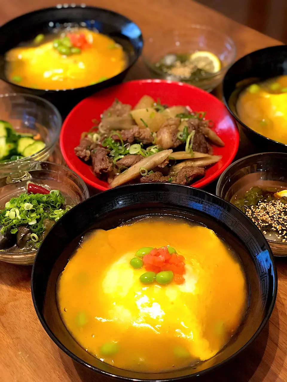 枝豆の天津飯と牛すじゴボウ煮込み|市川食堂さん