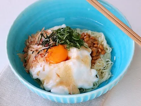 ふわふわメレンゲの隠れ納豆そうめん|ヤマサ醤油公式アカウントさん