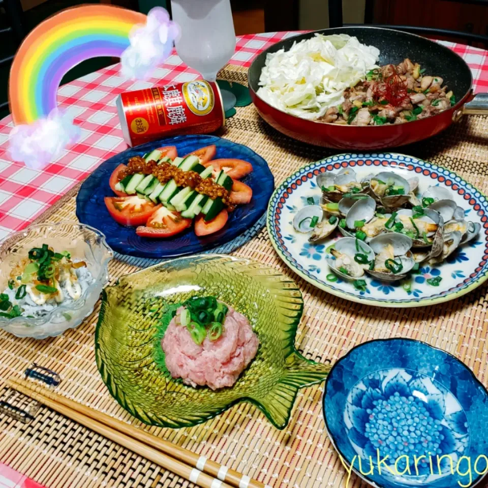 月曜日のおうち居酒屋🍺🏮

☆親鳥のガ―リック焼き
☆ネギとろ
☆レンチンあさりバター
☆冷やしトマトともろきゅうサラダ
☆おかか香るしらすマヨぽん|yukaringoさん