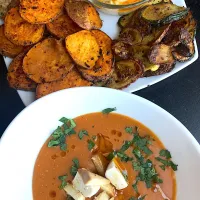 Snapdishの料理写真:Creamy Red Lentil soup with vegan mozzarella|WholeLivingLargeさん