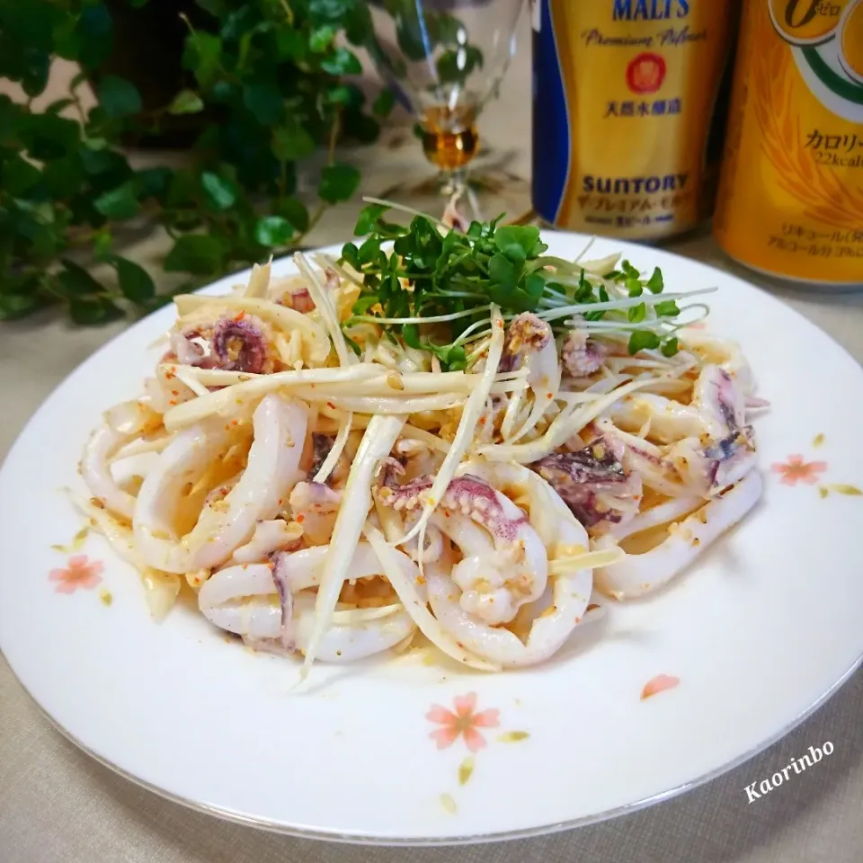 からあげビールさんの料理 ビールが進む♪エシャレットとイカのピリ辛味噌マヨ和え|Kaorinboさん