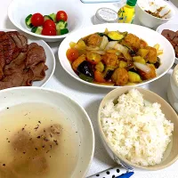 Snapdishの料理写真:牛タン定食＋夏酢豚|sochan0605さん