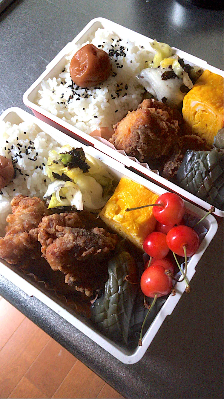 Snapdishの料理写真:残り物のから揚げ弁当|ちーさん