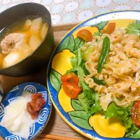 Snapdishの料理写真:晩飯　ミミガーサラダ　手羽元とモウイのお酢煮|yoさん