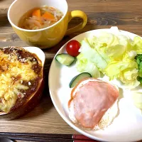 Snapdishの料理写真:カレードリア、ハムエッグ、コンソメスープ|mayanさん