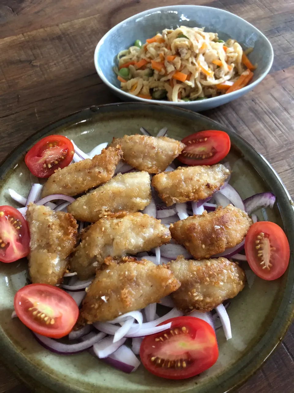 Snapdishの料理写真:豆あじの唐揚げ😊|ひまさくさん