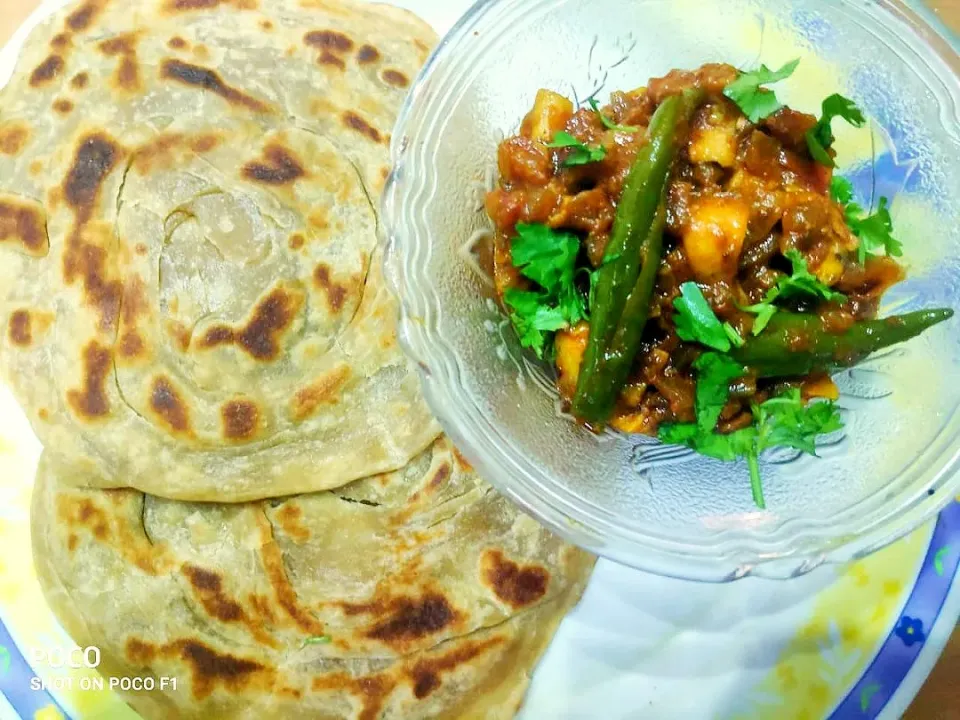 whole wheat parottas with kadai mushroom 😉|Madhuさん