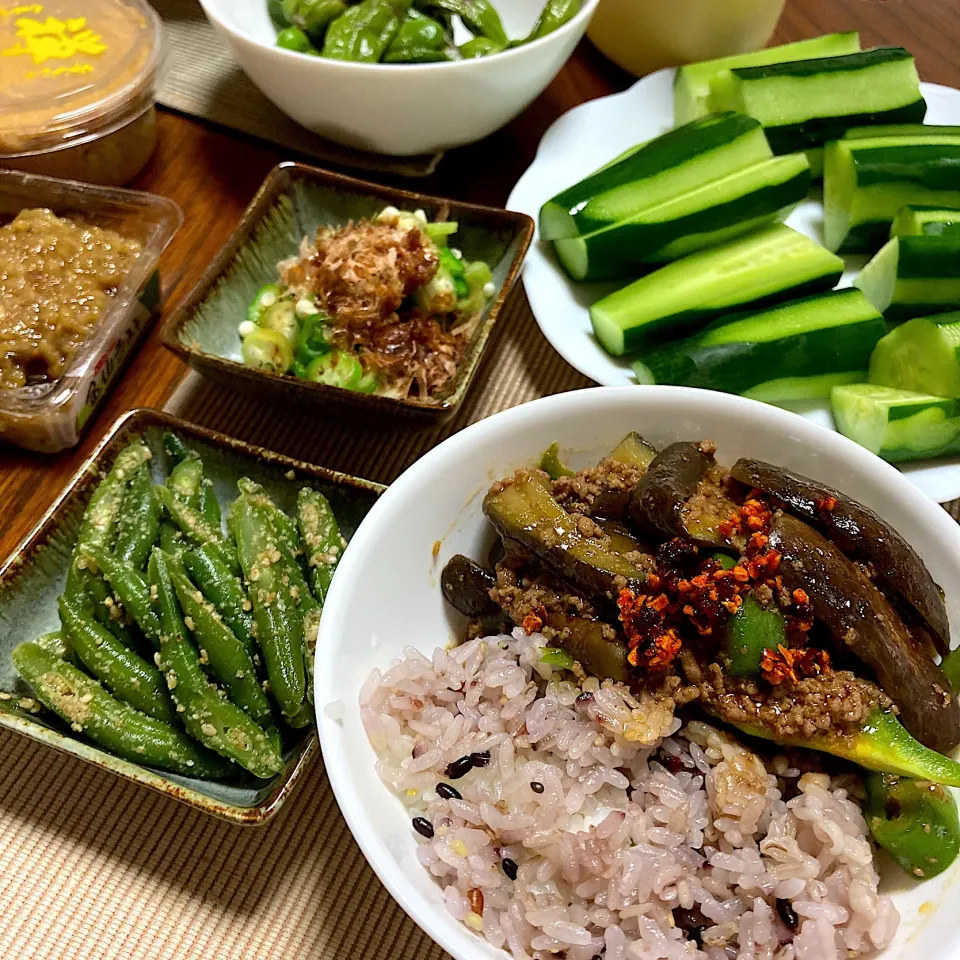 麻婆茄子丼と夏野菜たち|akkoさん