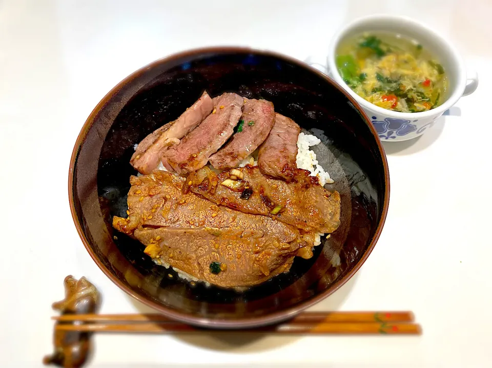 Snapdishの料理写真:ハラミとカルビの焼肉丼！|yaekoさん