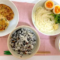 ヘルシーハンバーグ＋ひじきご飯＋きのうのそうめん|sochan0605さん