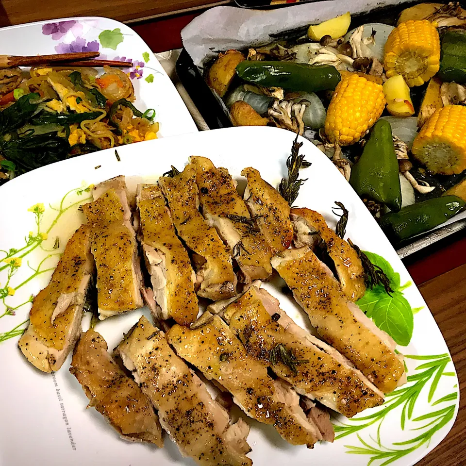 鶏モモ肉の塩焼きと夏野菜のギューギュー焼き#土佐はちきん地鶏#夏野菜|ももさん