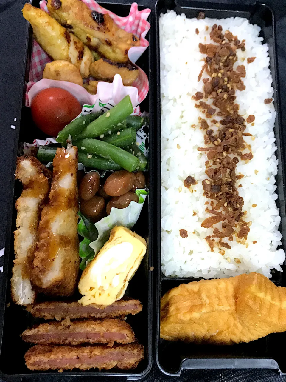 #男子高生弁当#タンドリーチキン#アジフライ#お弁当ハムカツ#プチたい焼き|mmmさん