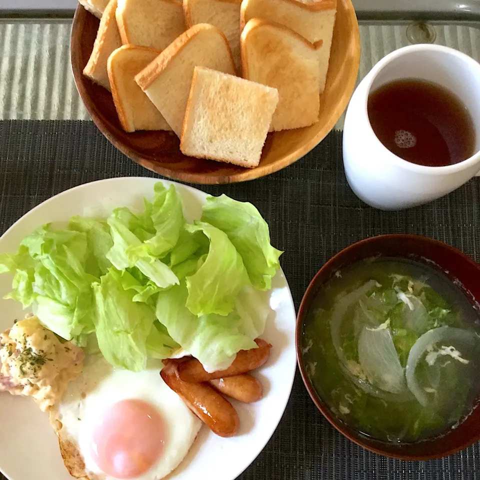 Snapdishの料理写真:2020年６月29日男前美容師の手作り朝ごはん　モーニングセット∠( `°∀°)／|Booパパさん