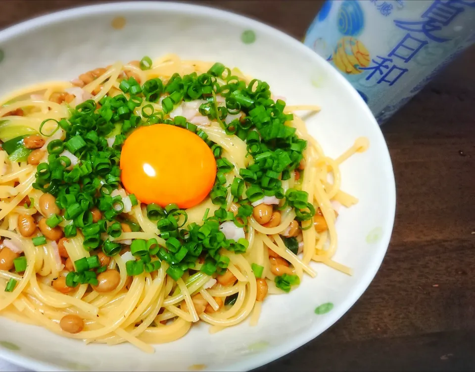 Snapdishの料理写真:ネギたっぷり納豆パスタ|mint.sさん