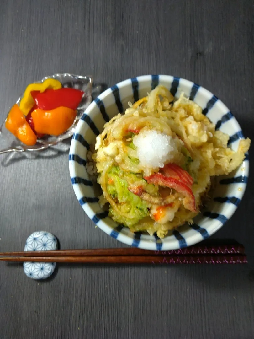 夏野菜のかき揚げ丼|ハイドランジアさん