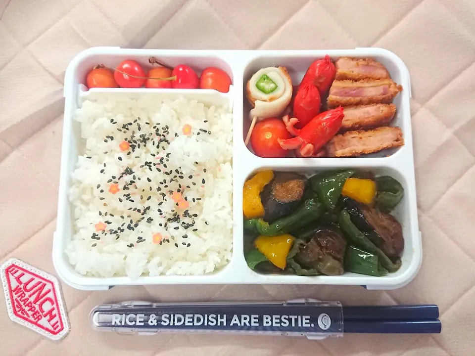 🍆茄子ピーマン中華炒めのお弁当🍆

👲甜麺醤と砂糖で甘辛ミソ風味です|クロ母さんさん