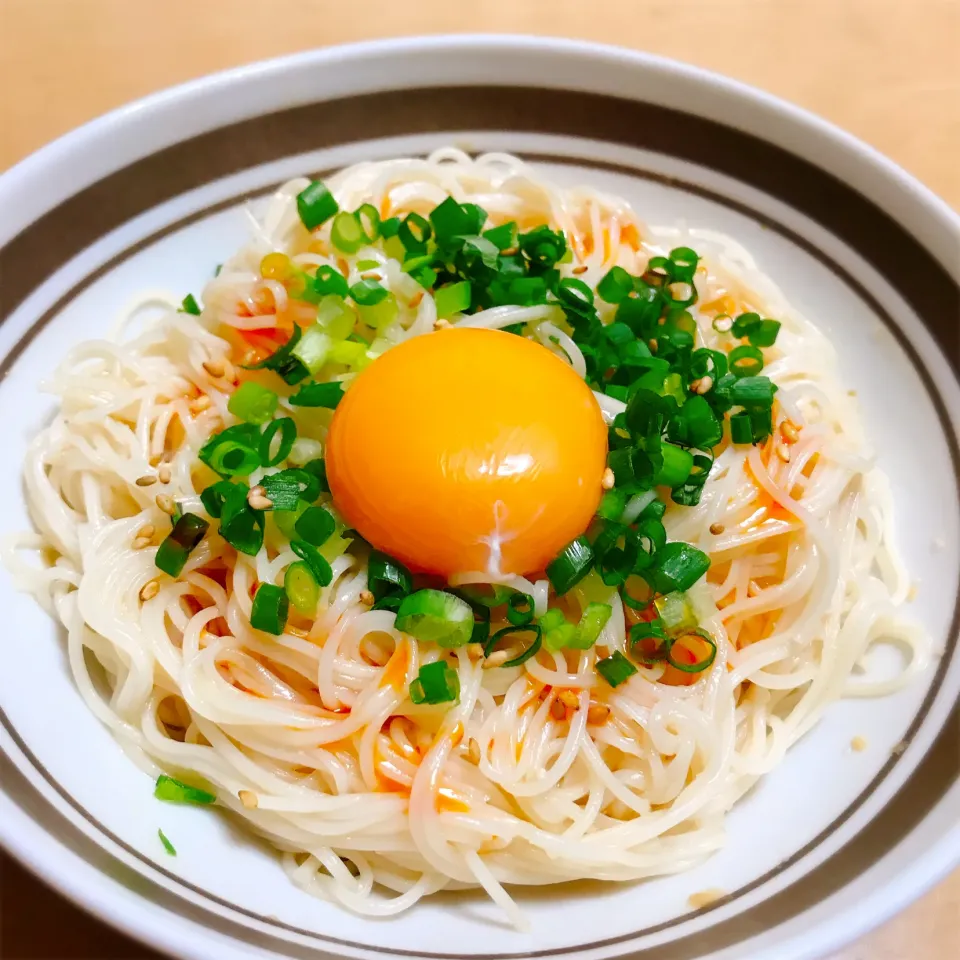 うま辛味噌油そばそうめん|もぐぴよさん