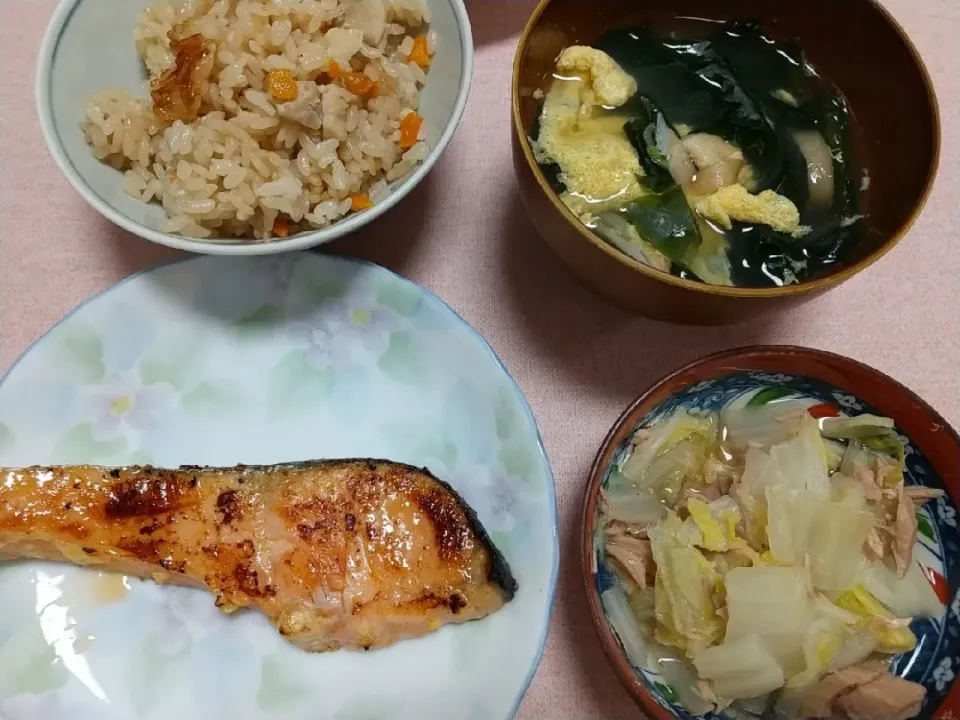 ☆今日の晩ごはん☆　西京焼き　白菜煮　かやくご飯　すまし汁|hamamaさん