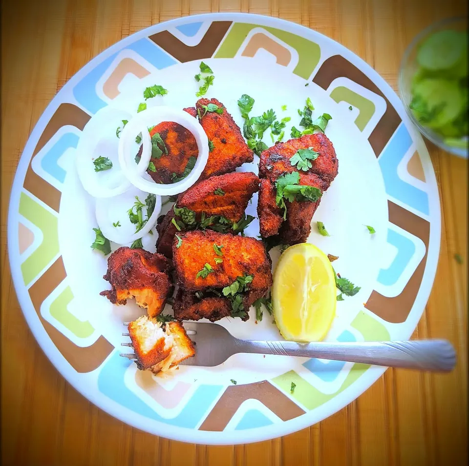 Snapdishの料理写真:# Dinner .. Indian style salmon fish fry|nivedhasankar64@gmail.comさん